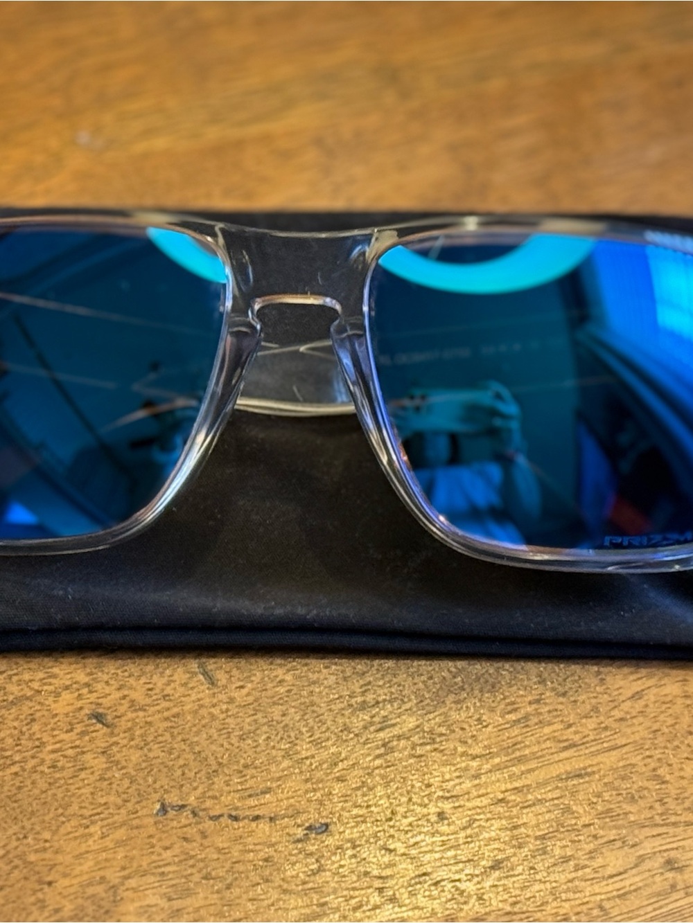 Oakley Clear Holbrook Xl Transparent Polarized Prism Blue Sapphire Sunglasses.